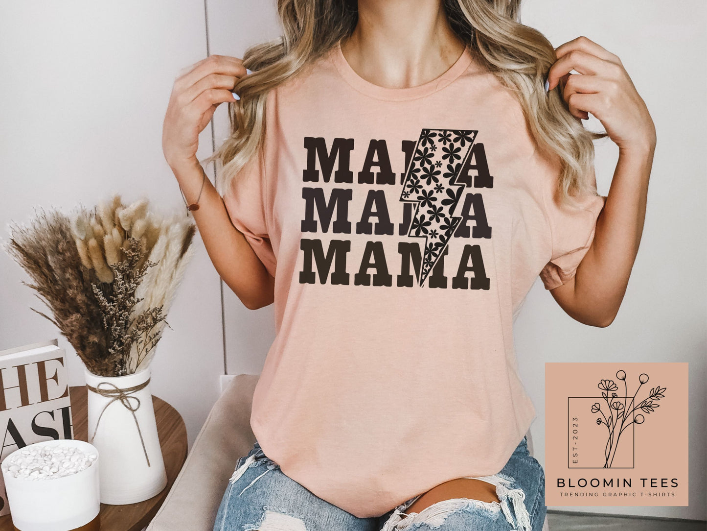 Mama Floral Lightning Bolt Comfort Colors Tee, Not Your Average Mama T-shirt, Mother's Day Tee, Retro Mama Shirt, Motherhood tee, Mom Life