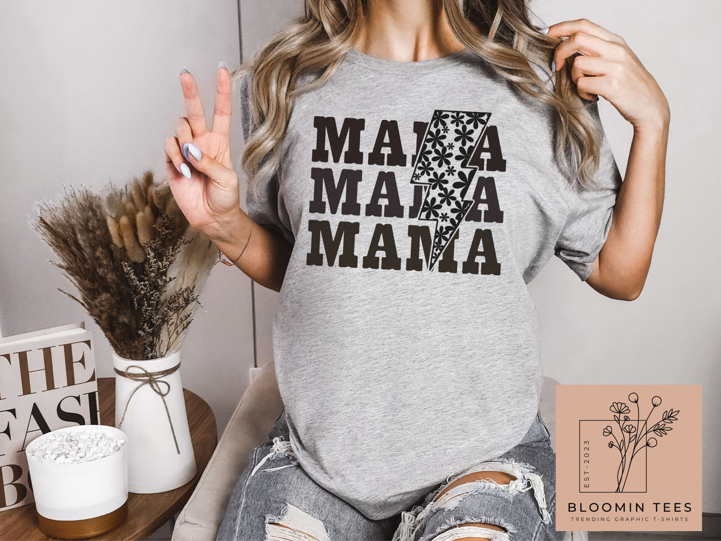 Mama Floral Lightning Bolt Comfort Colors Tee, Not Your Average Mama T-shirt, Mother's Day Tee, Retro Mama Shirt, Motherhood tee, Mom Life