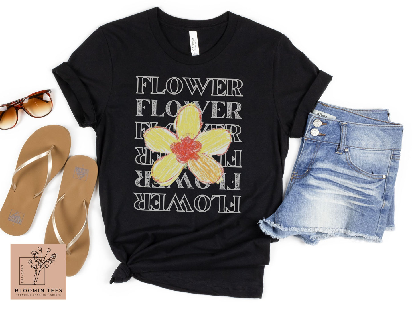 Minimalist Flower T-shirt, Vintage Floral Graphic Tee, Gift for Her