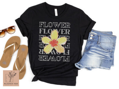 Minimalist Flower T-shirt, Vintage Floral Graphic Tee, Gift for Her
