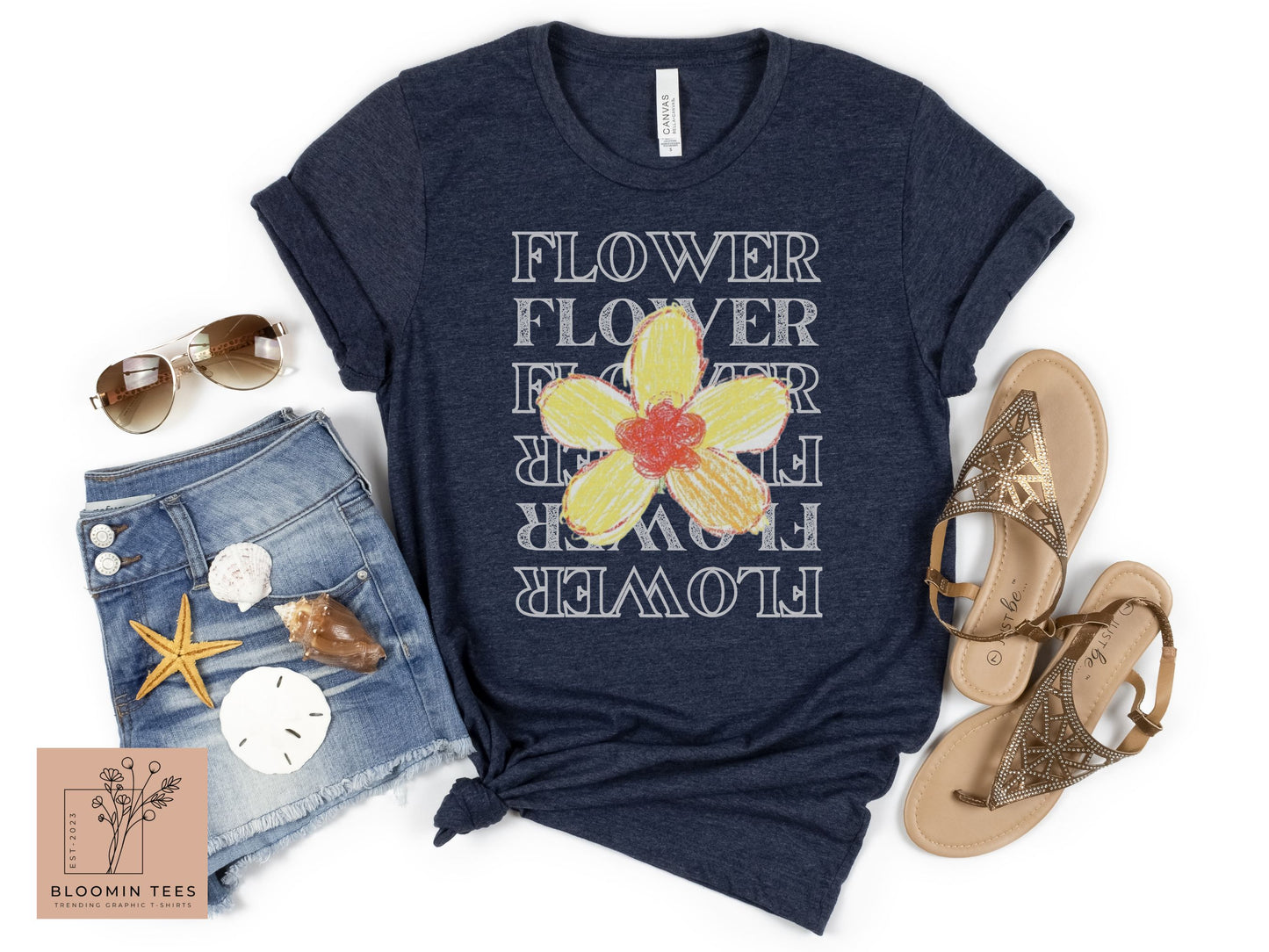 Minimalist Flower T-shirt, Vintage Floral Graphic Tee, Gift for Her