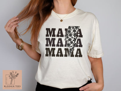 Mama Floral Lightning Bolt Comfort Colors Tee, Not Your Average Mama T-shirt, Mother's Day Tee, Retro Mama Shirt, Motherhood tee, Mom Life