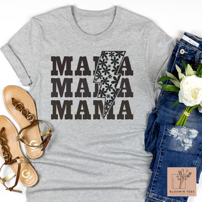 Mama Floral Lightning Bolt Comfort Colors Tee, Not Your Average Mama T-shirt, Mother's Day Tee, Retro Mama Shirt, Motherhood tee, Mom Life
